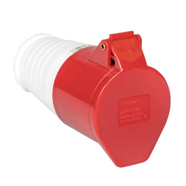 Розетка кабельная 16А 380В 3P+РЕ IP44 (214) EKF ps-214-16-380 купить оптом выгодно Розетка кабельная 16А 380В 3P+РЕ IP44 (214) EKF ps-214-16-380 оптом купить цена