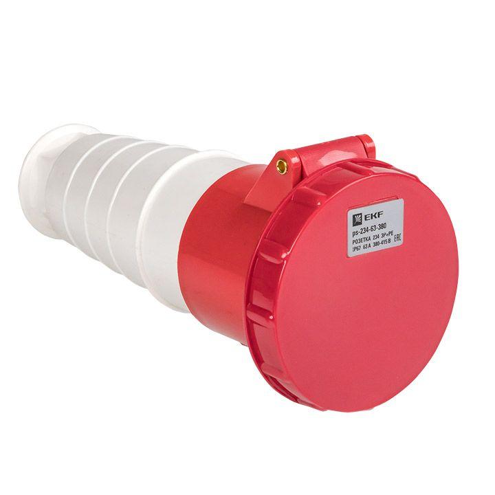 Розетка кабельная 63А 380В 3P+РЕ IP67 (234) EKF ps-234-63-380 купить оптом выгодно Розетка кабельная 63А 380В 3P+РЕ IP67 (234) EKF ps-234-63-380 оптом купить цена