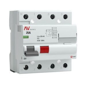 Выключатель дифференциального тока (УЗО) 4п 25А 30мА тип AC DV AVERES EKF rccb-4-25-30-ac-av оптом купить цена