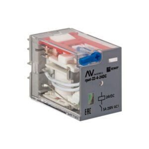Реле промежуточное RPAt 22/4 5А 24В DC с кнопкой и мех. индикацией AVERES EKF rpat-22-4-24DC оптом купить цена