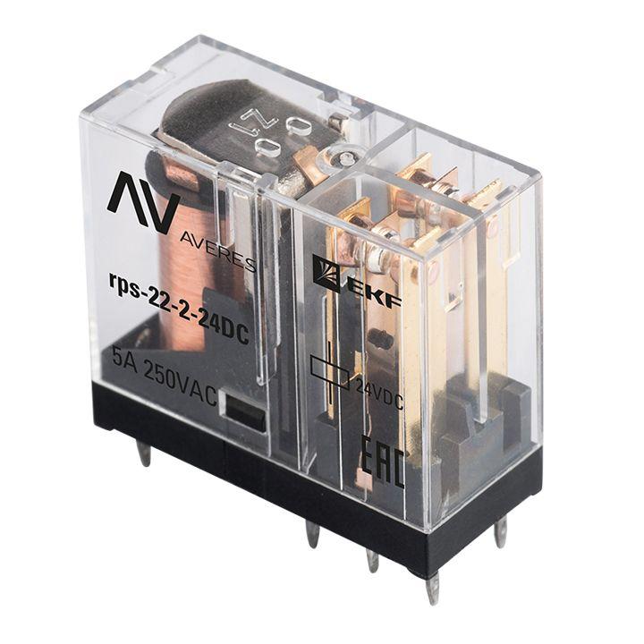 Реле промежуточное РП slim 22/2 5А 24В DC AVERES EKF rps-22-2-24DC купить оптом выгодно Реле промежуточное РП slim 22/2 5А 24В DC AVERES EKF rps-22-2-24DC оптом купить цена