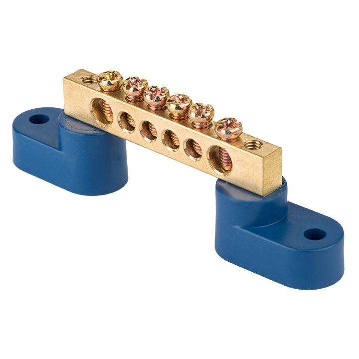 Шина нулевая N 6х9 6 отверстий 2 синих угловых изолятора латунь PROxima EKF sn0-2-63-06 купить оптом выгодно Шина нулевая N 6х9 6 отверстий 2 синих угловых изолятора латунь PROxima EKF sn0-2-63-06 оптом купить цена