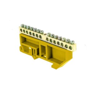 Шина нулевая N 6х9 14 отверстий желтый изолятор на DIN-рейку латунь PROxima EKF sn0-63-14-dz оптом купить цена