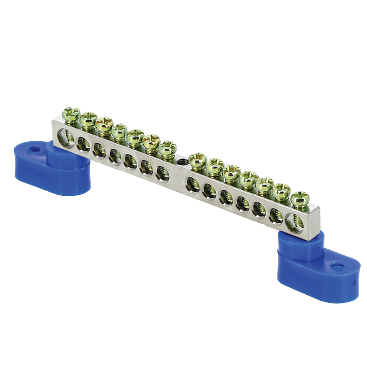 Шина нулевая N 6х9 14 отверст. цинк 2 син. угловых изолятора PROxima EKF sn1-63-14-2 купить оптом выгодно Шина нулевая N 6х9 14 отверст. цинк 2 син. угловых изолятора PROxima EKF sn1-63-14-2 оптом купить цена