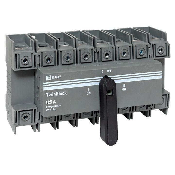Рубильник 4п 125А реверсивный с рукояткой для прямой установки TwinBlock EKF tb-s-125-4p-rev купить оптом выгодно Рубильник 4п 125А реверсивный с рукояткой для прямой установки TwinBlock EKF tb-s-125-4p-rev оптом купить цена