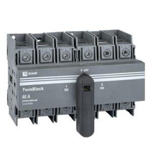 Рубильник 3п 40А реверсивный с рукояткой для прямой установки TwinBlock EKF tb-s-40-3p-rev оптом купить цена