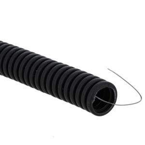 Труба гофрированная ПВХ d25мм с протяжкой черн. (уп.50м) Plast EKF tg-z-25-50-black оптом купить цена