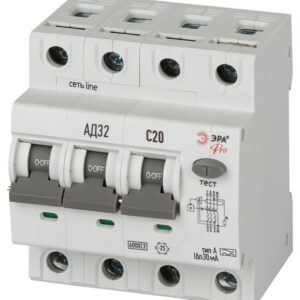 АВДТ 6кА ЭРА PRO D326E4C20А30 АД-32 электронное 3P+N C20 30мА тип А купить оптом недорого
