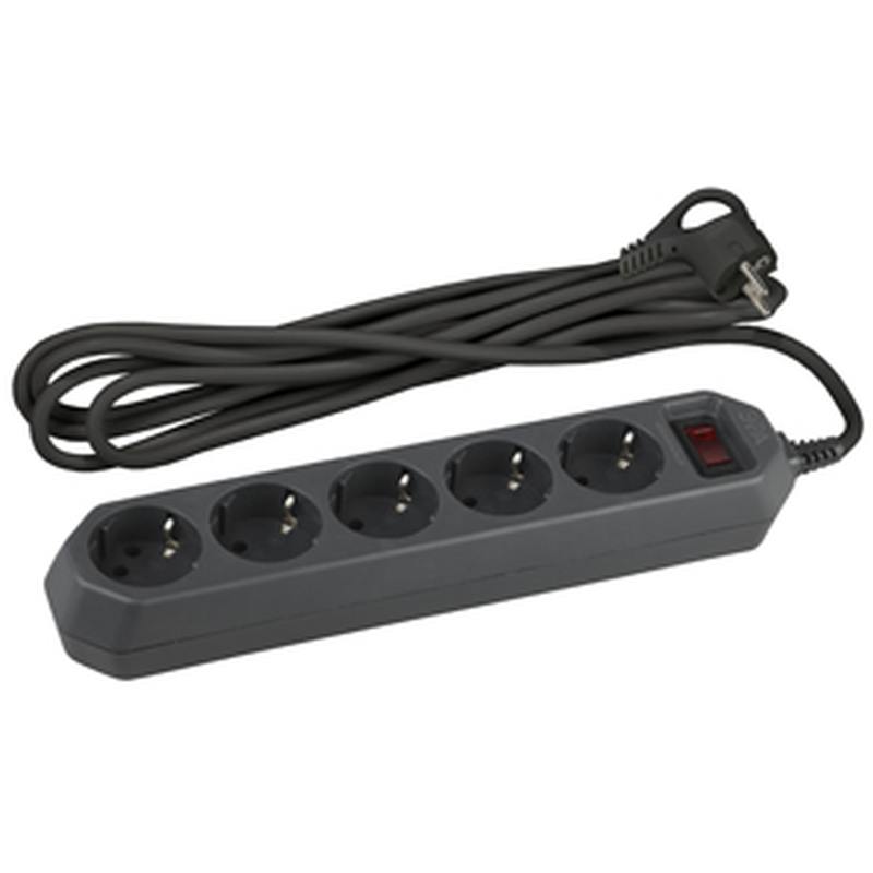 Сетевой фильтр ЭРА USF-5es-5m-B с базовой защитой с заземлением с выключателем 5 розеток 5м 10А черный оптом купить хорошая цена Сетевой фильтр ЭРА USF-5es-5m-B с базовой защитой с заземлением с выключателем 5 розеток 5м 10А черный купить оптом недорого