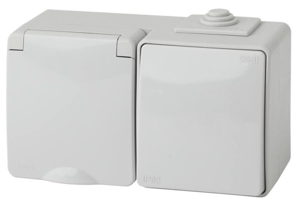 11-7601-03 ЭРА Блок розетка+выкл. гориз. IP65