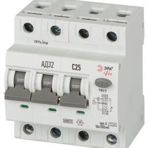 АВДТ 6кА ЭРА PRO D326E4C25A300 АД-32 электронное 3P+N C25 300мА тип A купить оптом недорого