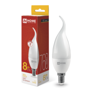 Лампа светодиодная LED-СВЕЧА НА ВЕТРУ-VC 8Вт 230В Е14 3000К 760Лм IN HOME купить оптом недорого
