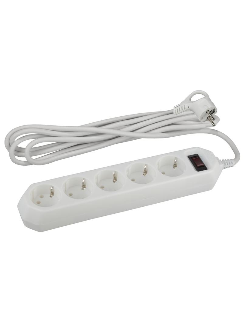 Сетевой фильтр ЭРА USF-5es-5m-W с базовой защитой с заземлением с выключателем 5 розеток 5м 10А белый оптом купить хорошая цена Сетевой фильтр ЭРА USF-5es-5m-W с базовой защитой с заземлением с выключателем 5 розеток 5м 10А белый купить оптом недорого