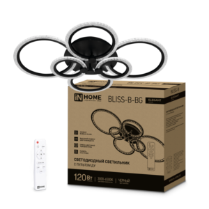 Светильник светодиодный ELEGANT BLISS-B-BG 120Вт 230В 3000-6500K 8400Лм 780х550х130мм пульт ДУ черный IN HOME купить оптом недорого