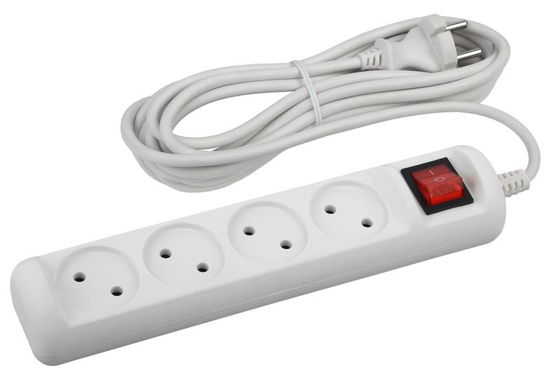 Удлинитель электрический ЭРА U-4s-3m-2x1 без заземления c выключателем 4 розетки 3м ПВС 2x1мм2 10А оптом купить хорошая цена Удлинитель электрический ЭРА U-4s-3m-2x1 без заземления c выключателем 4 розетки 3м ПВС 2x1мм2 10А купить оптом недорого