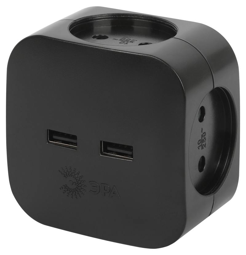 Разветвитель электрический ЭРА SP-4-USB-B на 4 розетки 220V + 2xUSB 2400mA Разветвитель электрический ЭРА SP-4-USB-B на 4 розетки 220V + 2xUSB 2400mA