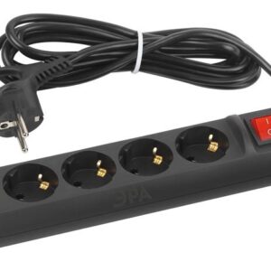 Удлинитель электрический ЭРА UX-5es-3m-B с заземлением с выключателем 5 розеток 3 м ПВС 3x0