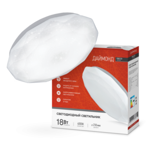 Светильник светодиодный серии DECO ДАЙМОНД 18Вт 230В 4000К 1620Лм 260х55мм IN HOME купить оптом недорого