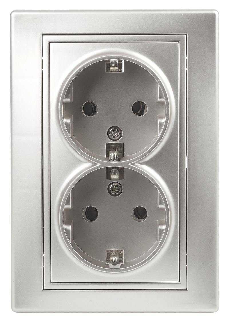 Розетка Intro Plano 1-205-03 с заземлением двойная 2X2P+E Schuko Розетка Intro Plano 1-205-03 с заземлением двойная 2X2P+E Schuko