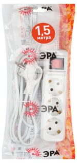 5m с заземлением с выключателем 3 розетки 1