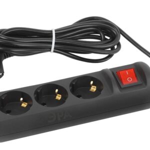 Удлинитель электрический ЭРА UX-3es-5m-B с заземлением с выключателем 3 розетки 5м ПВС 3x0