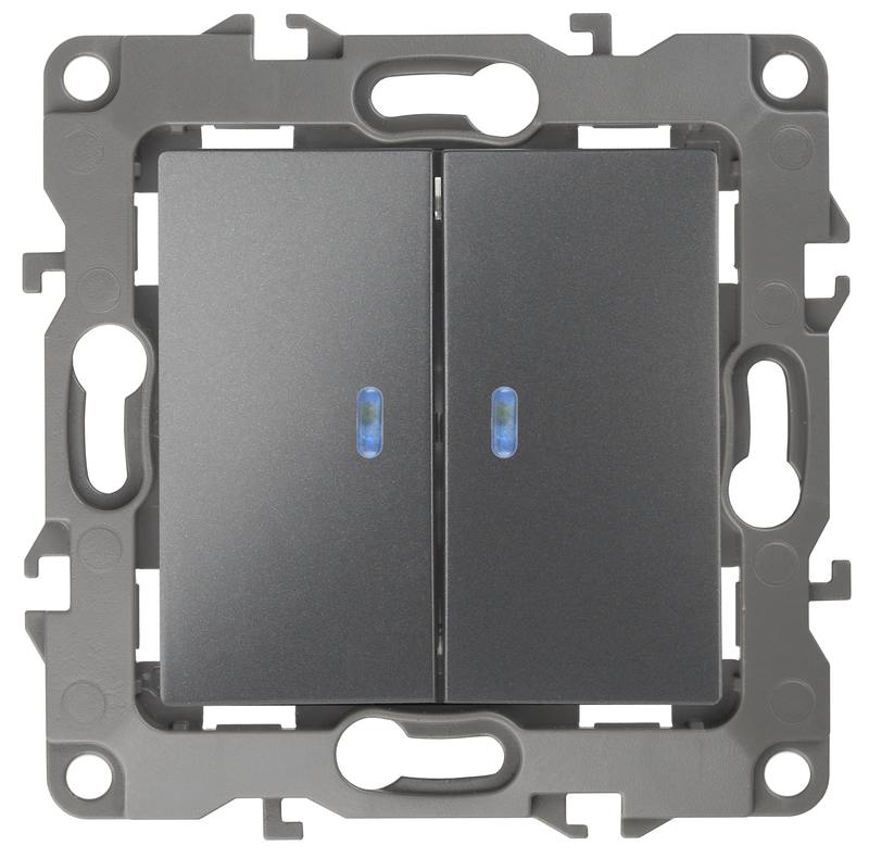 12-1105-12 ЭРА Выключатель двойной с подсветкой 12-1105-12 ЭРА Выключатель двойной с подсветкой