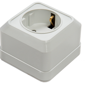 Розетка одинарная с заземлением со шторкой BOLLETO белая накладная 7028х IN HOME купить оптом недорого