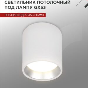Светильник потолочный НПБ ЦИЛИНДР GX53-CH/WH под лампу GX53 95х80мм белый/хром IN HOME купить оптом недорого