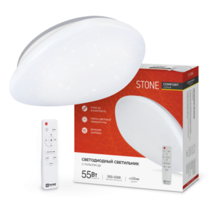 Светильник светодиодный COMFORT STONE 55Вт 230В 3000-6500K 4400Лм 430x100 с пультом ДУ IN HOME купить оптом недорого
