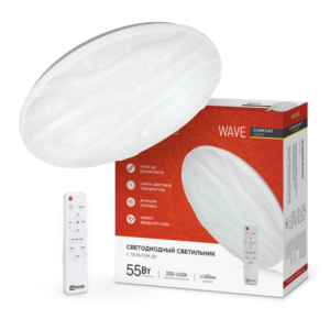 Светильник светодиодный COMFORT WAVE 55Вт 230В 3000-6500K 4400Лм 400x75мм с пультом ДУ IN HOME купить оптом недорого