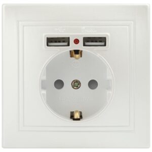 Розетка Intro Plano 1-410-06 с заземлением 2P+E Schuko со шторками