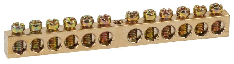 Шина ЭРА NO-122-16 PEN земля-ноль 6х9мм 12/1 латунная с креплениями по центру оптом купить хорошая цена Шина ЭРА NO-122-16 PEN земля-ноль 6х9мм 12/1 латунная с креплениями по центру купить оптом недорого