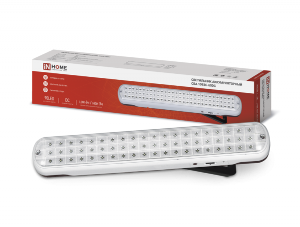 Светильник светодиодный аварийный СБА 1093С-90DC 90LED Li-ion DC IN HOME купить оптом недорого