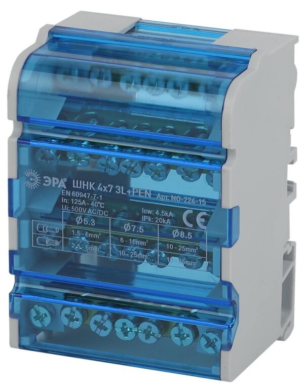 Шины на DIN-рейку ЭРА NO-224-15 в корпусе кросс-модуль ШНК 4х7 3L+PEN купить оптом недорого