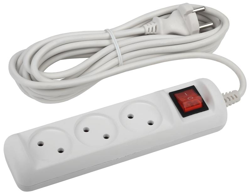 Удлинитель электрический ЭРА U-3s-5m-2x1 без заземления c выключателем 3 розетки 5м ПВС 2x1мм2 10А оптом купить хорошая цена Удлинитель электрический ЭРА U-3s-5m-2x1 без заземления c выключателем 3 розетки 5м ПВС 2x1мм2 10А купить оптом недорого