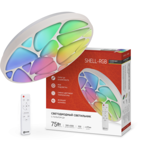 Светильник светодиодный COMFORT SHELL-RGB 75Вт 230В 3000-6500K 6000Лм 495x85мм с пультом дистанционного управления IN HOME купить оптом недорого