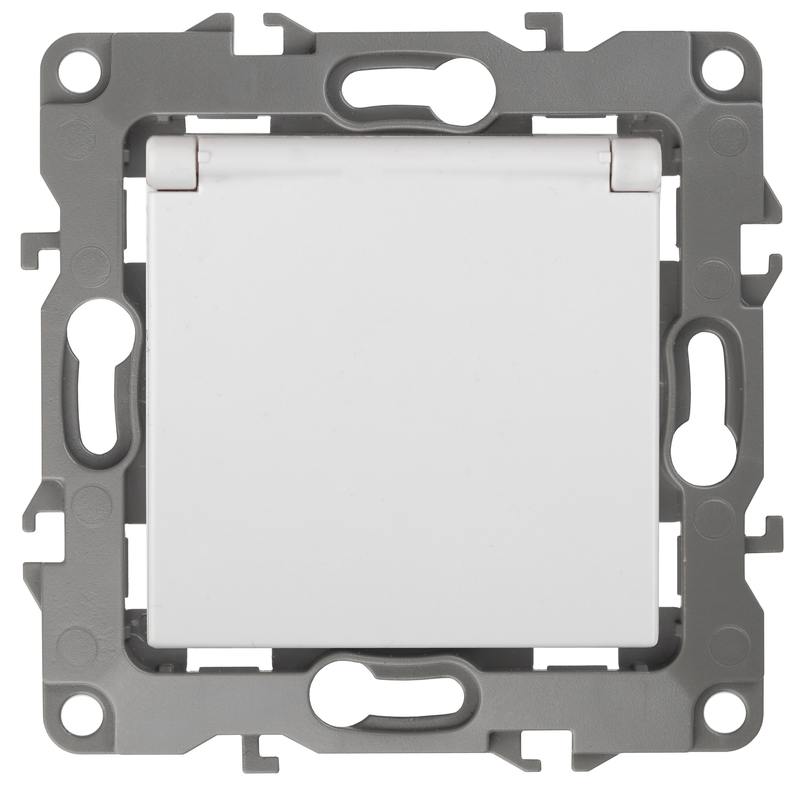 12-2003-01 ЭРА Розетка 2P+E Schuko со шторками с крышкой 12-2003-01 ЭРА Розетка 2P+E Schuko со шторками с крышкой