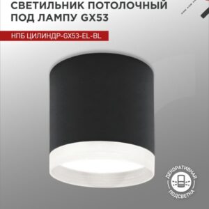 Светильник потолочный НПБ ЦИЛИНДР-GX53-EL-BL под лампу GX53 85х70мм черный IN HOME купить оптом недорого