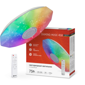 Светильник светодиодный COMFORT DIAMOND-MUSIC-RGB 75Вт 230В 3000-6500K 6000Лм 500x100мм с пультом дистанционного управления IN HOME купить оптом недорого