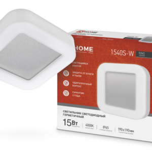 Светильник светодиодный серии RING-1540S-W 15Вт 230В 4000К 910Лм 190мм IP65 КВАДРАТ IN HOME купить оптом недорого