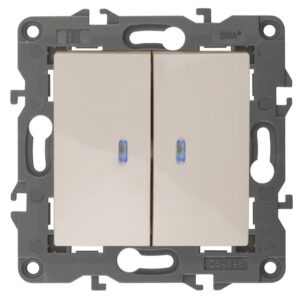 14-1105-02 ЭРА Выключатель двойной с подсветкой