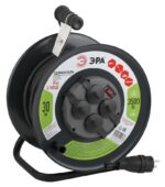 Удлинитель силовой ЭРА RMx-4es-3x2.5-30m-IP44(KG) на металлической катушке c заземлением 4 розетки 30м КГ 3х2.5мм2 купить оптом недорого