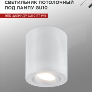 Светильник потолочный НПБ ЦИЛИНДР-GU10-RT-WH поворотный под лампу GU10 80х84мм белый IN HOME купить оптом недорого