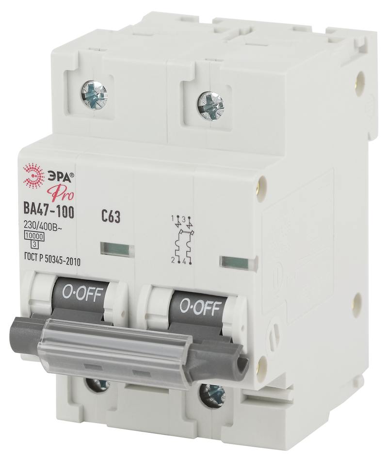 Автоматический выключатель ЭРА PRO NO-902-276 ВА47-100 2Р 63А кривая С 10 кА оптом купить хорошая цена Автоматический выключатель ЭРА PRO NO-902-276 ВА47-100 2Р 63А кривая С 10 кА купить оптом недорого