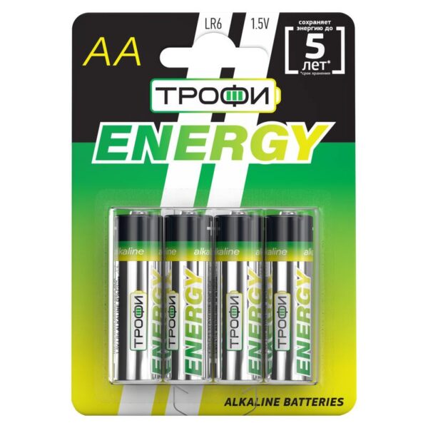 Батарейки Трофи LR6-4BL ENERGY Alkaline купить оптом недорого