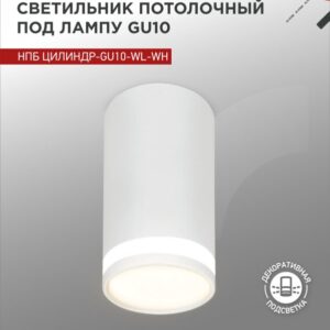 Светильник потолочный НПБ ЦИЛИНДР-GU10-WL-WH под лампу GU10 55х110мм белый IN HOME купить оптом недорого