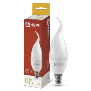 Лампа светодиодная LED-СВЕЧА НА ВЕТРУ-VC 6Вт 230В Е14 3000К 570Лм IN HOME купить оптом недорого