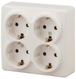 11-2211-02 ЭРА Розетка 4х2P+E Schuko со шторками