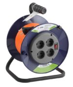 Удлинитель силовой ЭРА RPx-4s-2x1.0-20m на пластиковой катушке без заземления 4 розетки 20м ПВС 2х1мм2 купить оптом недорого