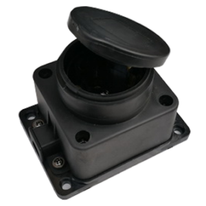 Розетка одинарная с заземлением каучук с заглушкой 16А IP44 черная 9321 IN HOME купить оптом недорого